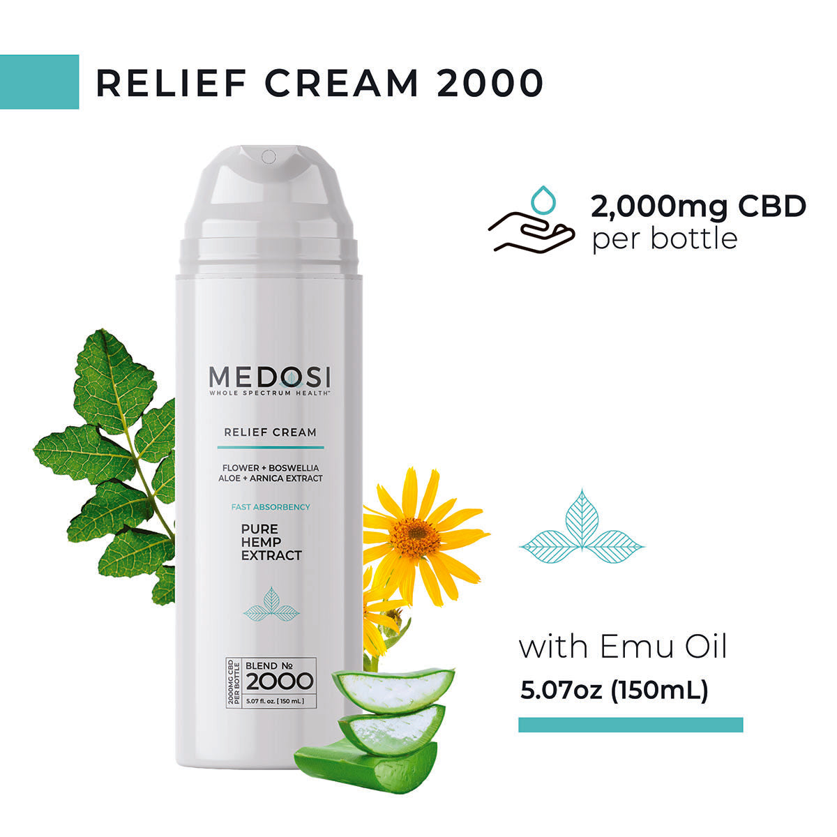 CBD Relief Cream with Emu (2000mg) | Medosi
